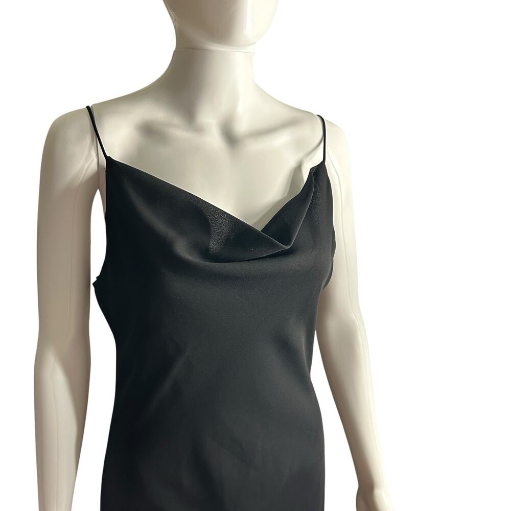 B Smart Slip Dress Cowl Neck Spaghetti Strap Midi Lined Black Sz 7 8 Chiffon - Picture 3 of 7